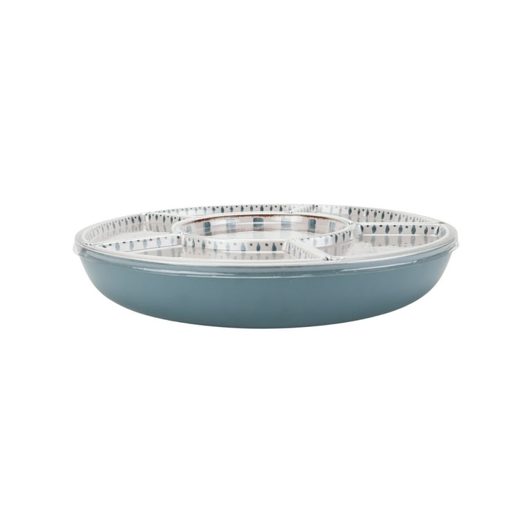 Better Homes & Gardens Bamboo Melamine Chip and Dip Tray, Blue