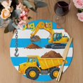 thumbnail image 3 of Blue Striped Yellow Truck Round 13 Inch Placemats Set of 4, Farmhouse Stripes Modern Art HeatResistant Non Slip Place Mats for Dining Table, Wipeable Braided Kitchen Table Mats for Housewarming, 3 of 9