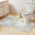 thumbnail image 2 of Sage Green White Bath Mat 3 Piece Bathroom Rug Set, Abstract Grey Chrysanthemum Flower Non Slip Bath Rug Contour Mat and Toilet Lid Cover, Absorbent Shower Mats Soft Bath Rugs and Mats Sets, 2 of 8