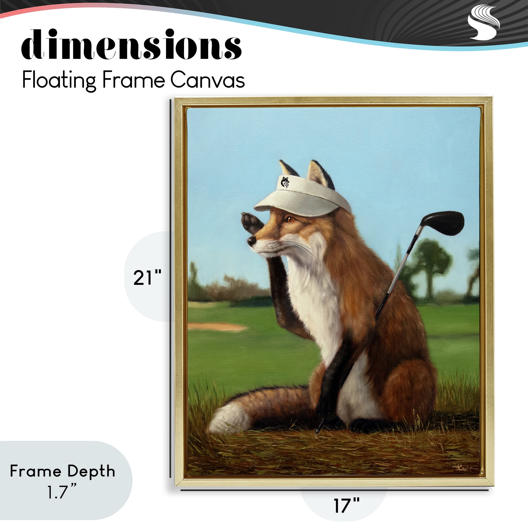 Stupell Industries Fox Drive Golfer Gold Framed Floater Canvas Wall Art, design by Lucia Heffernan