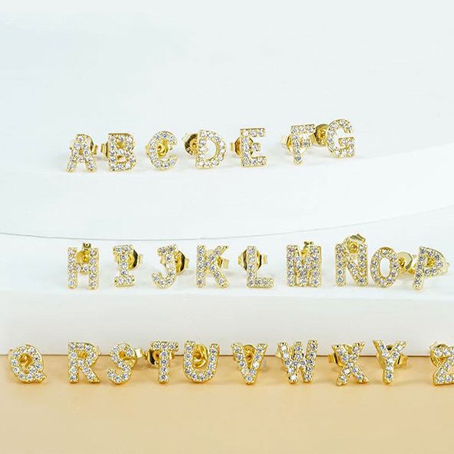 pitrice Simple Design Letter Rhinestone Earring Party Hiking Portable Stud Earrings Photo Shooting Ear Decor Jewellery Q