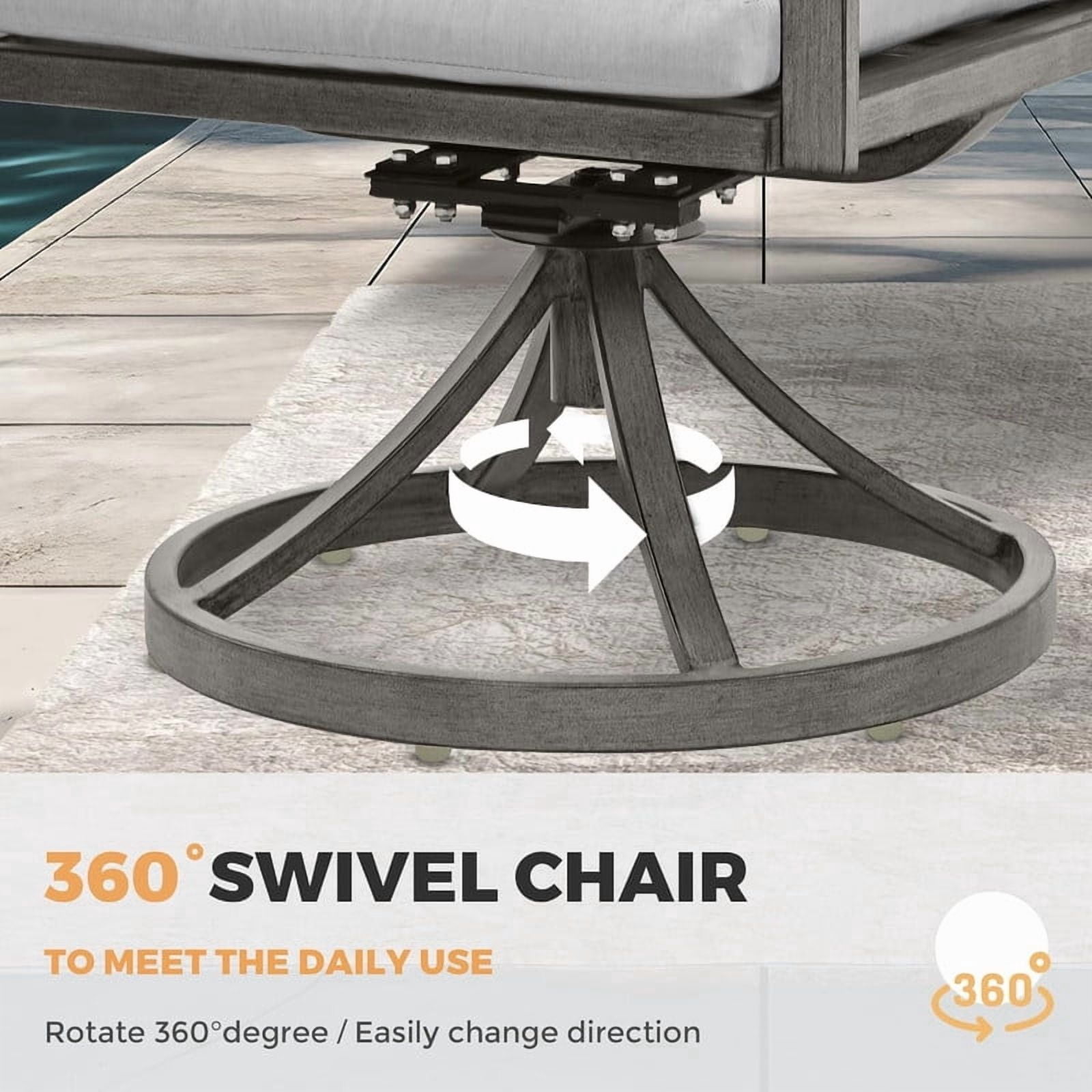 9-Piece Patio Outdoor Dining Set - All Aluminum Patio Table and Chairs Set for 8 Includes 1 Rectangular Dining Table, 6 Dining Chairs and 2 Swivel Chairs