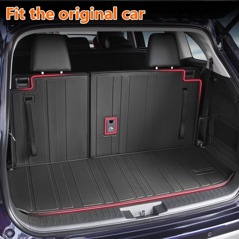Custom Fit Cargo Liner & Backrest Mat For 2014-2019 Toyota Highlander | PU Leather Trunk Protector | All Weather Seat Cover