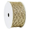 thumbnail image 2 of 2.5 Inch Glitter Diamond Mesh Wired Ribbon, Sparkling Wire Mesh Netting for Christmas Tree Gift Wrapping Crafts Bows Wreaths Garland Tree Toppers Holiday Decor, 10 Yards, Gold, 2 of 9