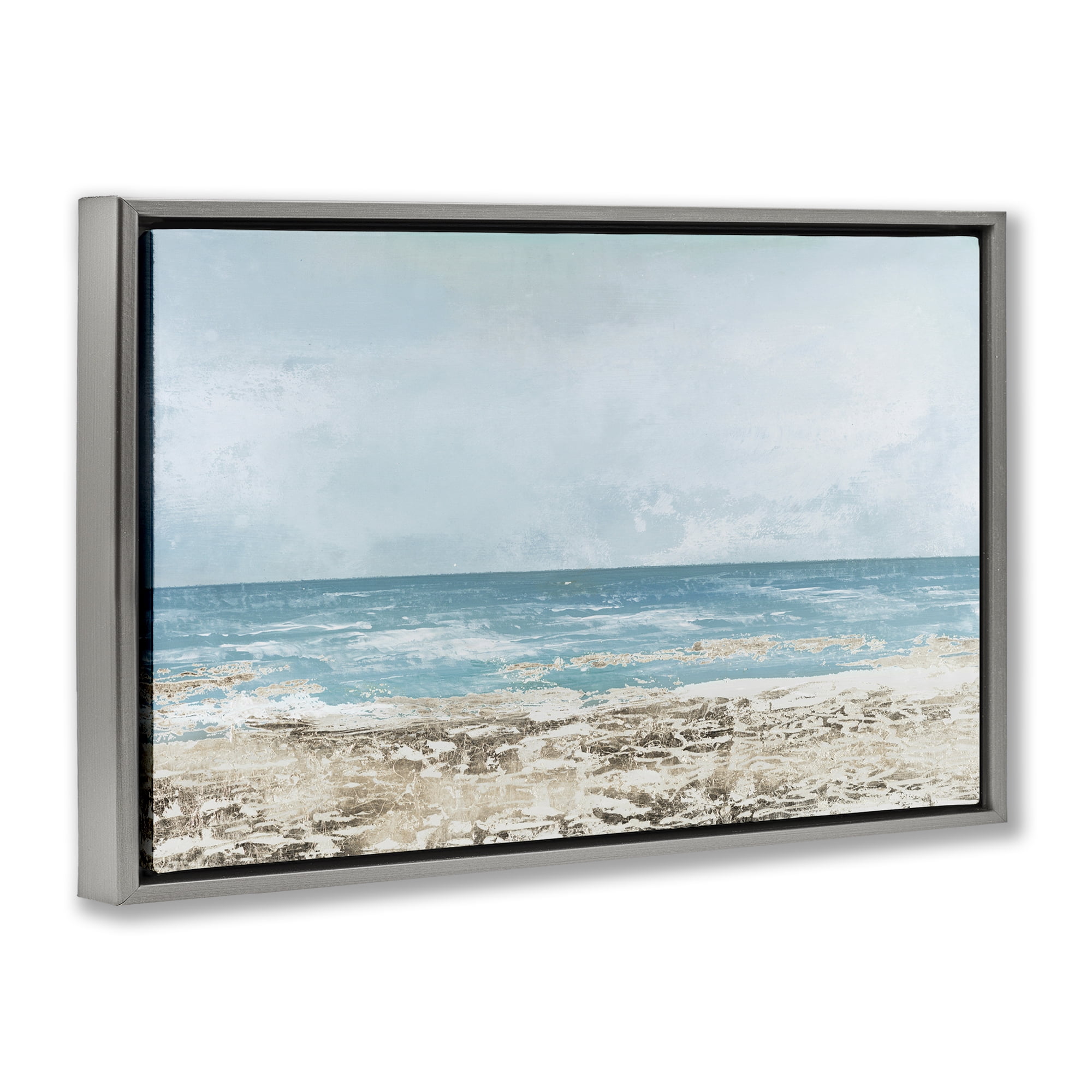 Stupell Industries Peaceful Mood Coastal Scene Gray Framed Floater Canvas Wall Art, design by Lorenzo Collective