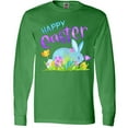 thumbnail image 3 of Inktastic Happy Easter Blue Bunny and Eggs in Grass Long Sleeve T-Shirt, 3 of 5