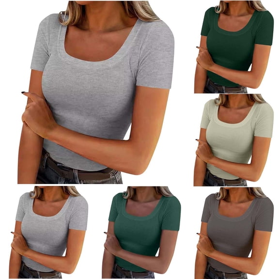 Zpanxa Womens Summer Tops, Women's Round Neck Short Sleeve Printed T-Shirt Casual Loose Fit Blouse Trendy Summer Top for Women Fashion Comfort