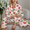 thumbnail image 4 of Wukai Strawberries And Leaf Print Women's Pajama Set - Soft Long Sleeve Sleepwear for Comfort and Style-Medium, 4 of 9