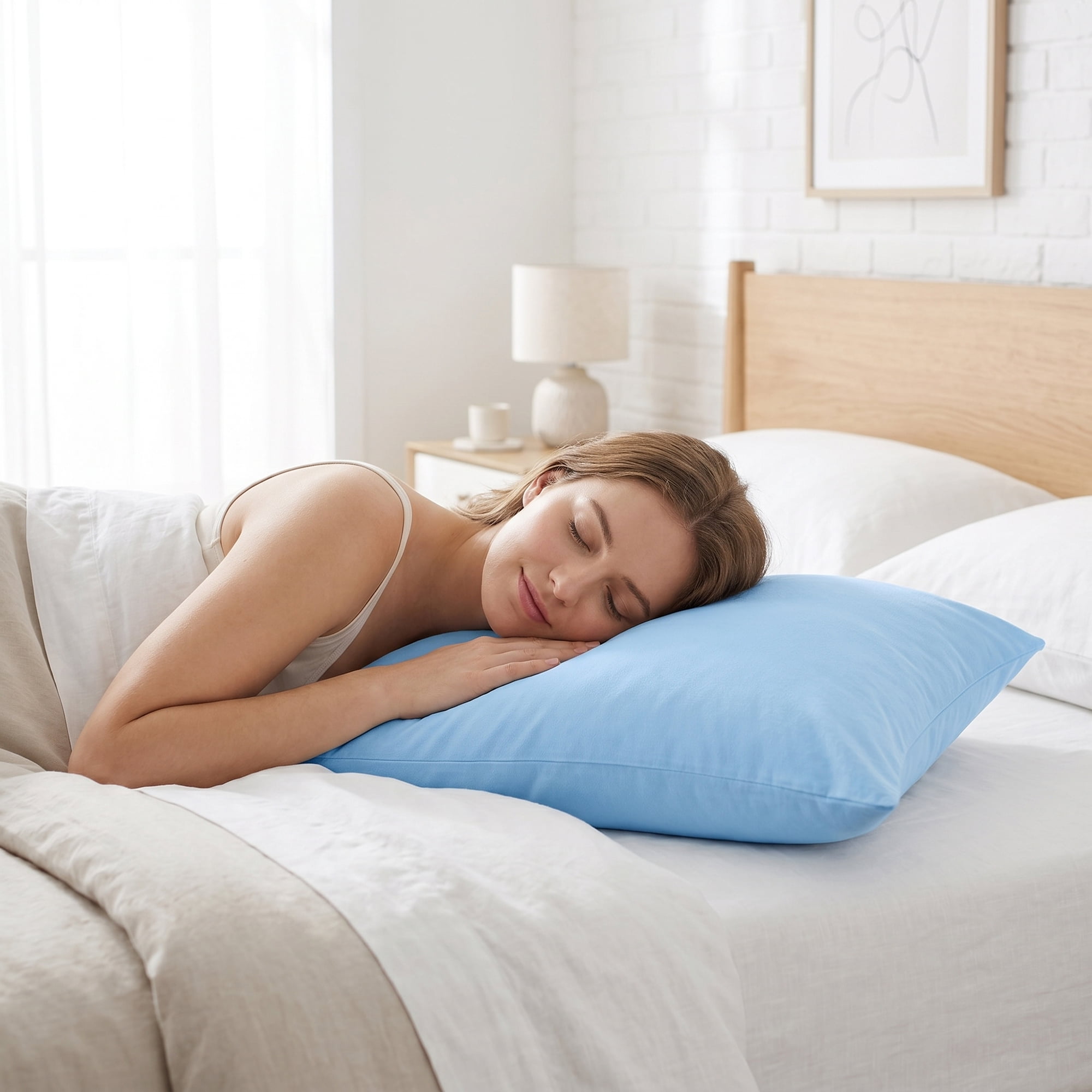 Unique Bargains Thin Polyester Single-Layer Envelope-Style Pillow Protector Sky Blue