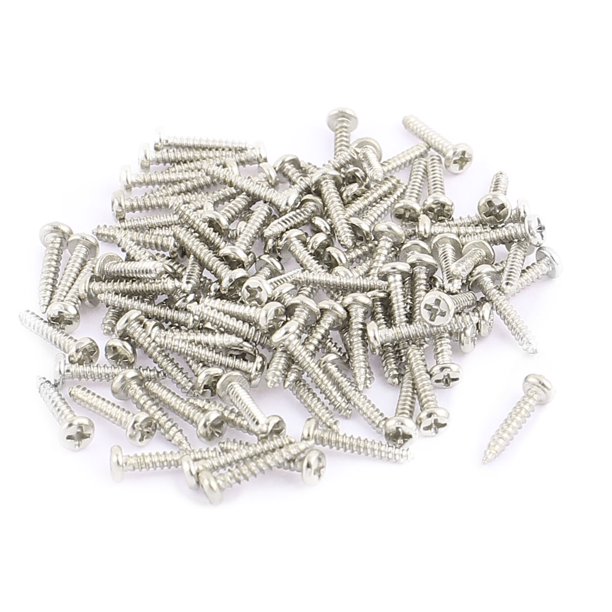 100 piezas de tornillos autorroscantes de cabeza redonda Phillips de acero inoxidable M1.5 x 8mm