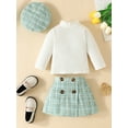 thumbnail image 3 of Bagilaanoe 3Pcs Baby Girls Fall Skirt Sets Toddler Long Sleeve Ribbed Tops + Plaid Skirt + Beret Hat 6M 9M 12M 18M 24M 3T Kids Casual Clothing Set, 3 of 9