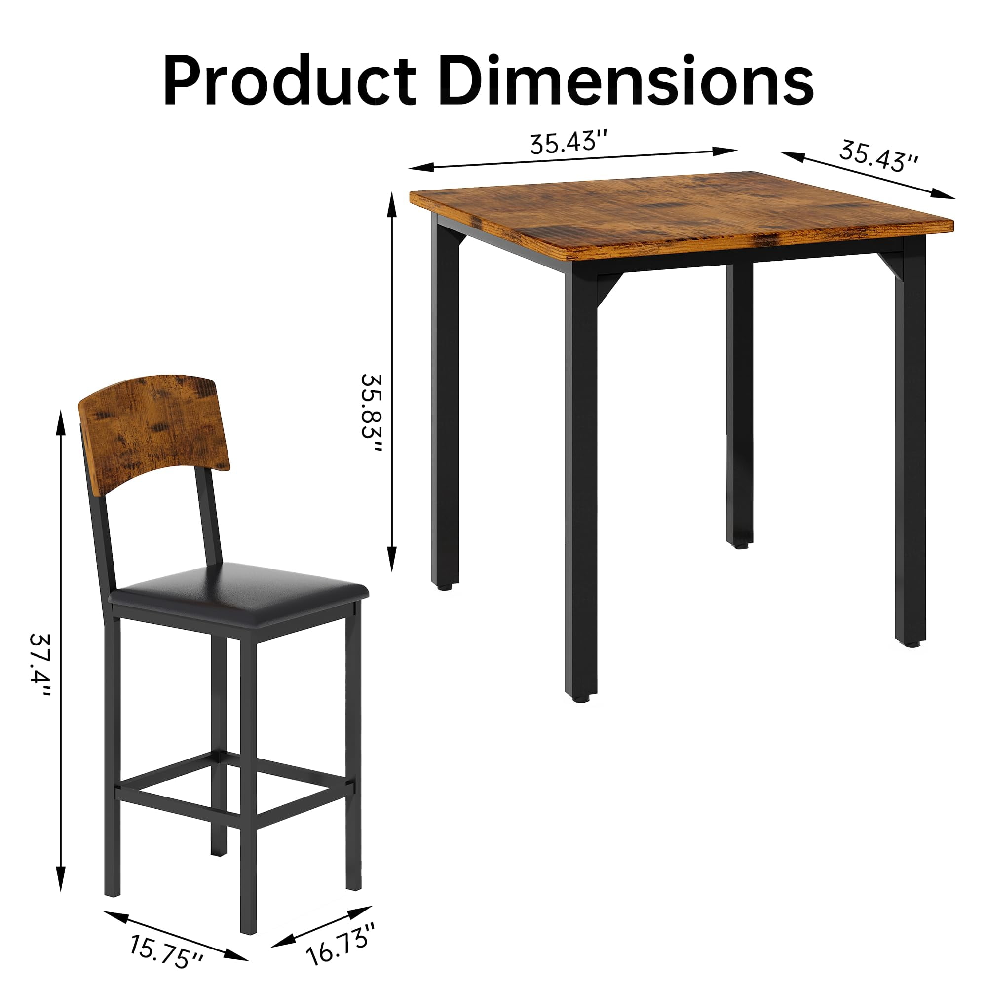 BAXLUXE 5 Piece Dining Table Set High Top Wood Dining Table Set for 4 Counter Height Small Kitchen Table With 4 PU Leather Upholstered Chairs,Small Dining Set for Bar Dining Room Breakfast