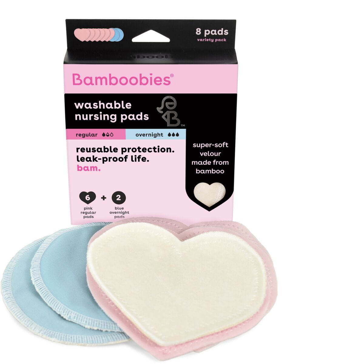 Bamboobies Washable Nursing Pads For Breastfeeding Variety Pack