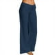 thumbnail image 1 of Pantalones palazzo anchos de cintura alta para mujer - Mezcla de lino con elástico fruncido - Pantalones informales para yoga/playa - Talla real, 1 of 6