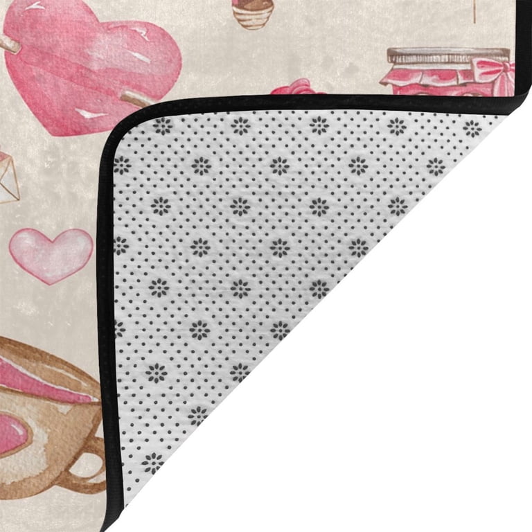 XMXY Valentines Pink Flower Heart Area Rugs Doormat Outdoor