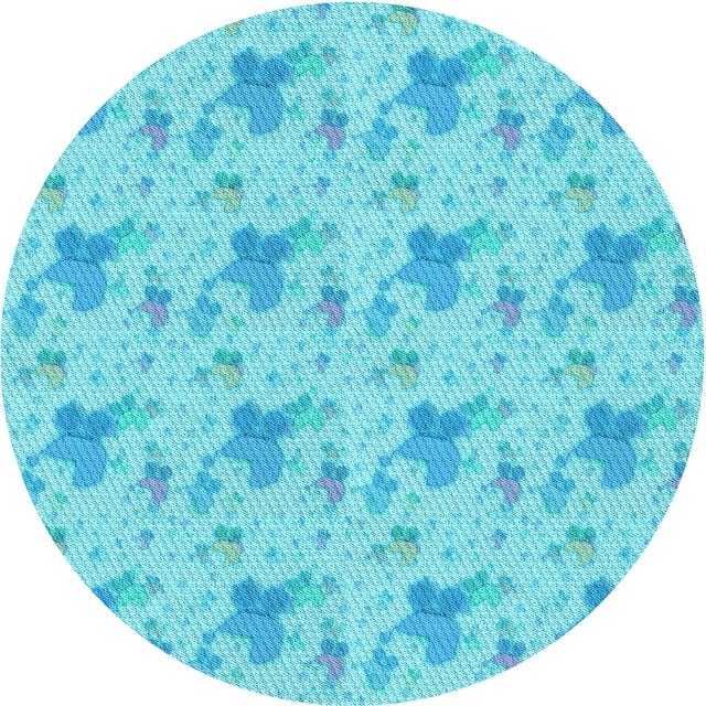 Ahgly Company Tapis Rond Lavable en Machine Intérieur Transitionnel Turquoise Bleu Vif, 4 Pieds Rond