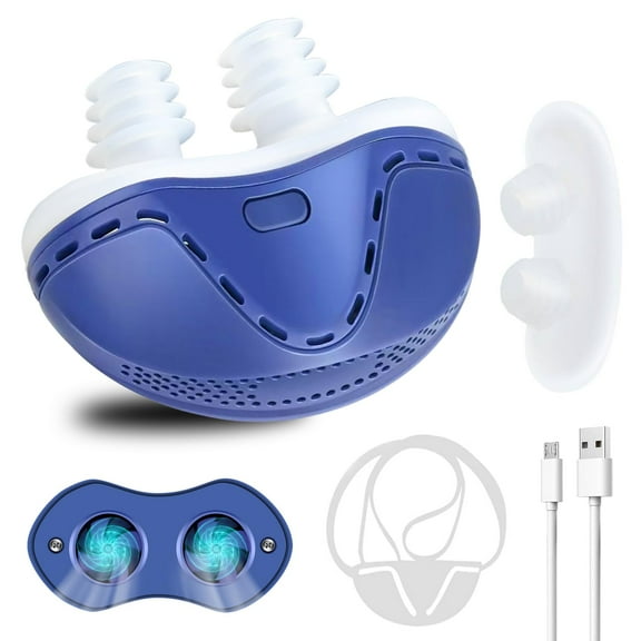 Mini Anti Snoring Devices, Stop Snoring Reduction, Electric Anti Snore Device, Adjustable Airflow Snoring Solution Aids for Men & Women, Blue