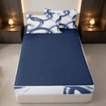 thumbnail image 4 of Erosebridal Geometric Circle Zipper Queen Comforter Set with Fitted Sheet and 2 Pillowcases, Abstract Swirl Line Zipper Bedding Set, Blue White, Navy Reversible, 4 of 7