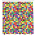 thumbnail image 3 of Colorful Shower Curtain, Geometric Design Patchwork of Puzzle Pieces Pattern in Repeating Sequential Order, Fabric Bathroom Set with Hooks, 69W X 70L Inches, Multicolor, by Ambesonne, 3 of 3