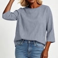 thumbnail image 5 of ThriftyPlait Casual Striped Tops for Women Cotton Crewneck 3/4 Sleeve T-Shirt Loose Slimming Drape Tunic Comfy Layering Everyday Office Knit Tops, 5 of 6