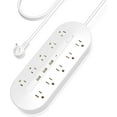 thumbnail image 1 of xianlin-Flat Plug Power Bar - 10 Wide-Spaced Outlets + 3 USB Ports with Overload Protection, 6.5ft Flat Plug Power Strip Extension Cord for Home Office (White), 1 of 4