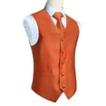 thumbnail image 3 of Men's Solid Suit Vest Necktie Handkerchief Waistcoat Sets Formal Dress Vests 3PCS for Wedding Party, 3 of 8