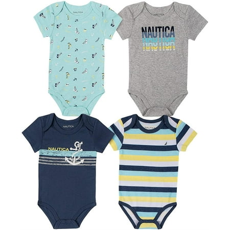 Nautica Anchor 4 Piece S/S Snap Bodysuit Assorted 0-3 Months