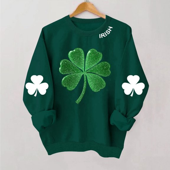YueHuiYing Women St Patricks Day Sweatshirts Clover Shenanigans Sweater Shamrock Coordinator Pullover Top