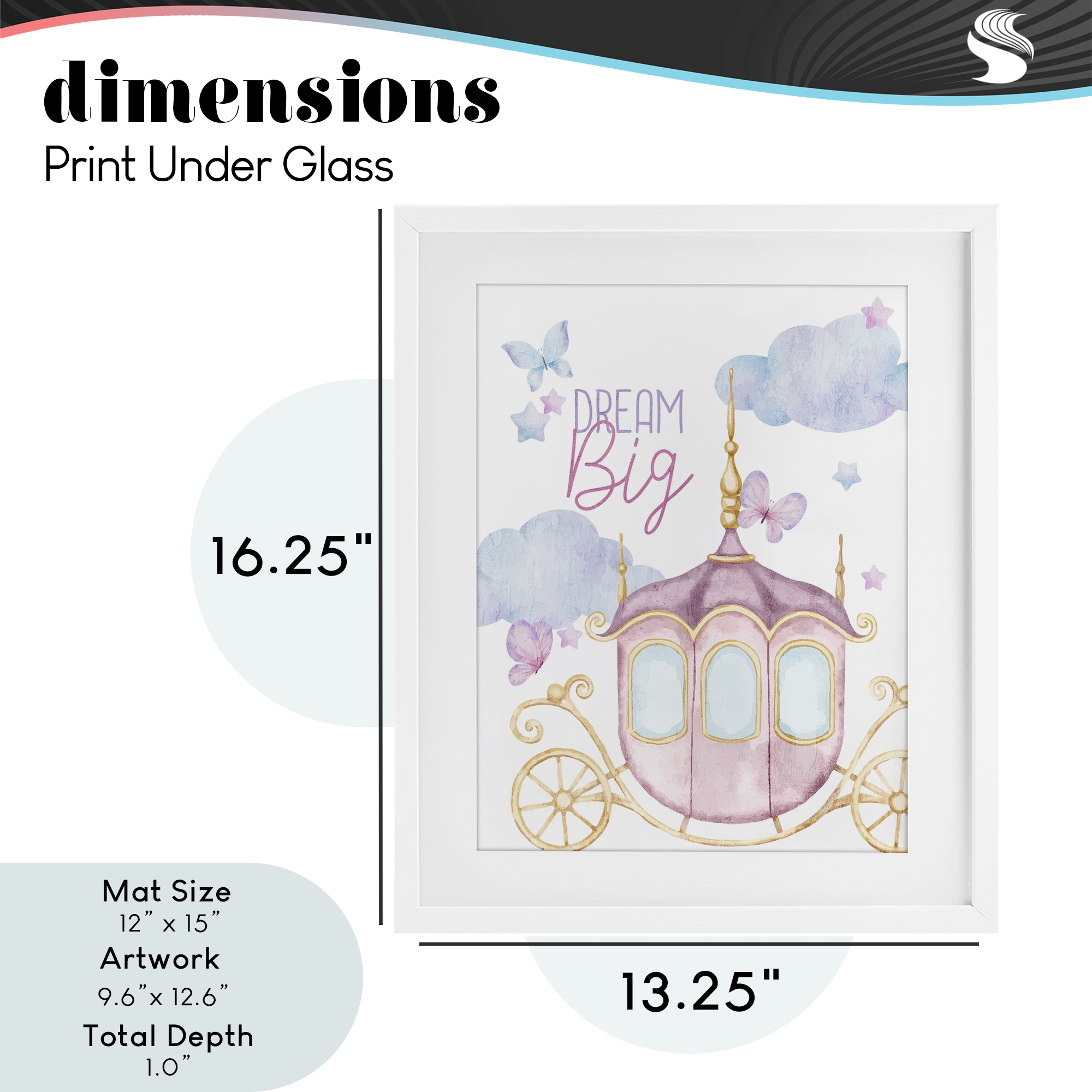 Dream Big Fantasy Carriage White Framed Print Under Glass, design by Kim Allen