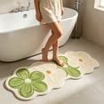 thumbnail image 6 of JWZZYD Scalloped Floral Plush Bathroom Runner Rug, 63"x19.68" Soft Absorbent Non Slip Floor Mat, Washable Flower Pattern Carpet for Bathroom, Bedroom, Entryway & Home Flooring Decor(Green, 1 Pack), 6 of 7