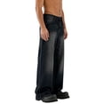 thumbnail image 5 of Zynoxe Mens Plus Size Denim Pants Straight Elastic Waistband Washed Distressed Wide Leg Jeans Trendy Loose Fit Lounge Denim Trousers Pants Black M, 5 of 9