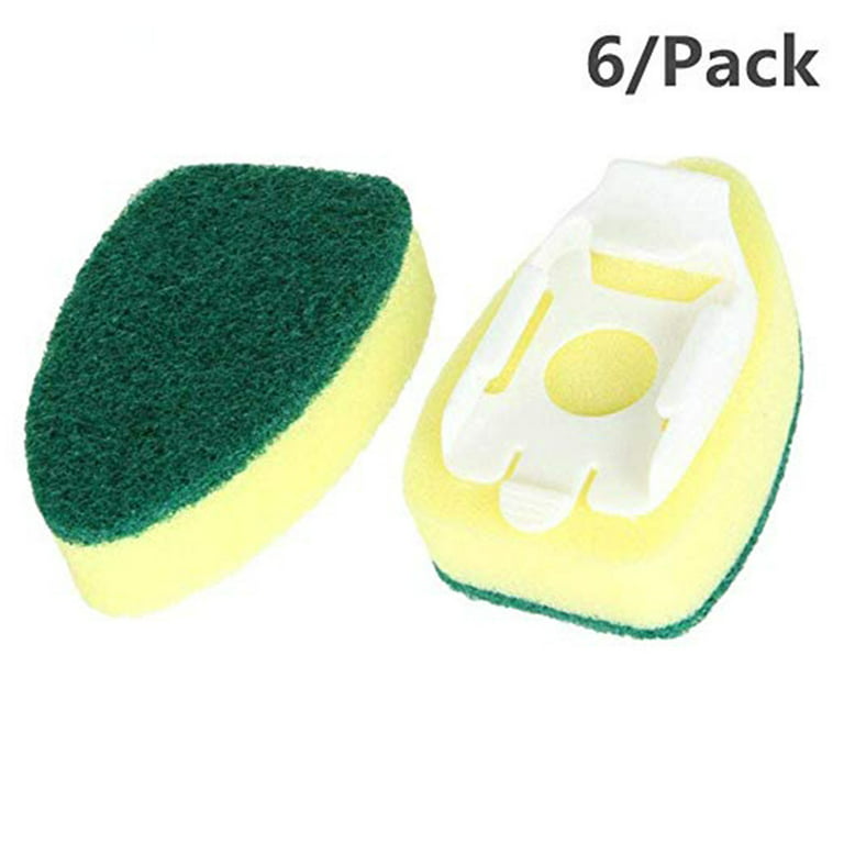 Aowoo 12 Pack Dishwand Refills Sponge Heads, Dish Wand Non Scratch Replacement, Heavy Duty Scrub Dots Brush Soap Dispenser Scrubbers, Kitchen Sink