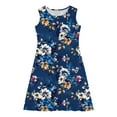 thumbnail image 3 of Spazoro Little & Big Girls A-Line Dress, Sleeveless Floral Print 2025 New Style Crew Neck Summer Dresses for Child Girls Blue Size 5 T, 3 of 7