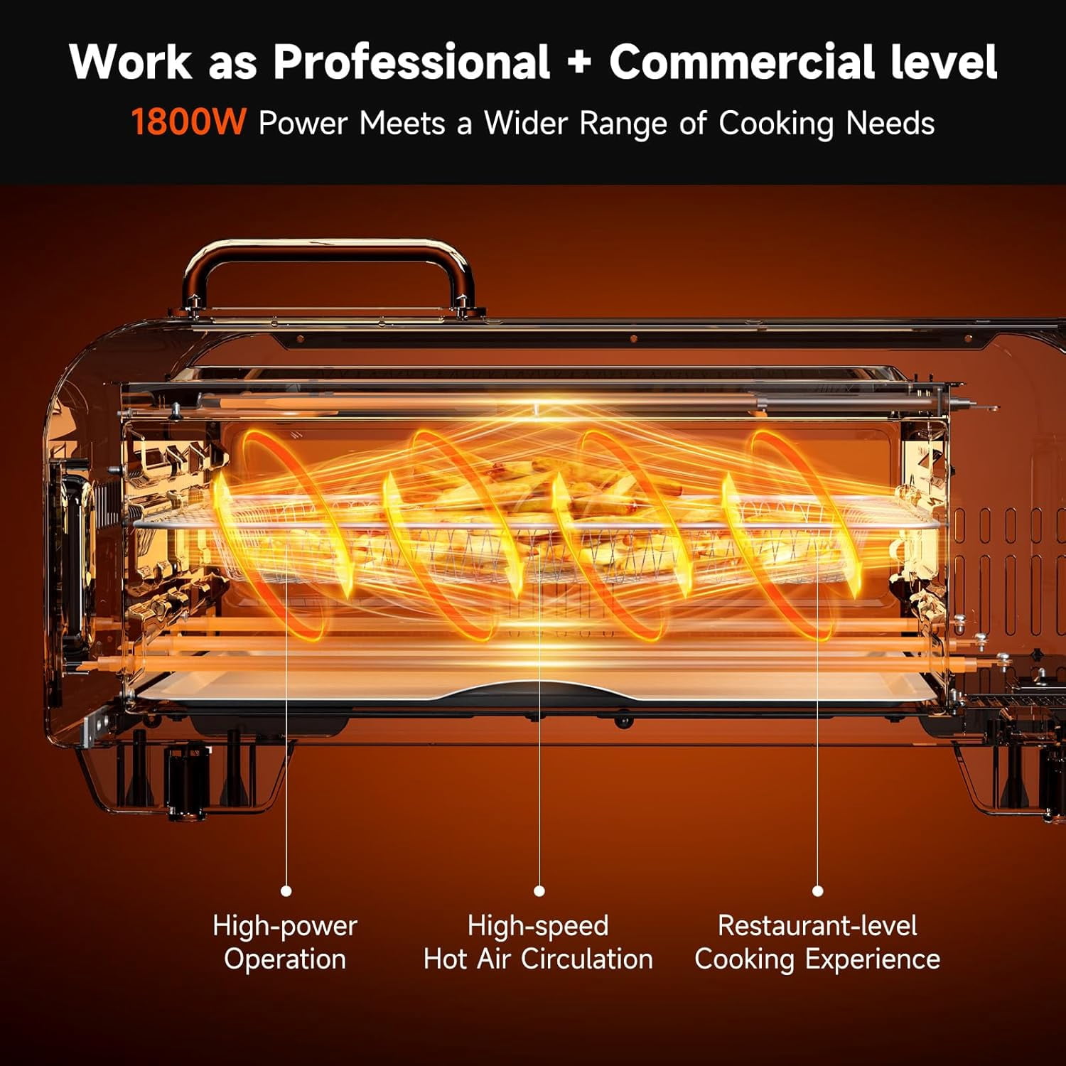 Air Fryer Toaster Oven Combo, 15-IN-1 Digital Stainless Steel Airfryer,18L Pizza Oven for 12' pizza / 9 slices, Flip Away Oven, 7 Accessories, 800°F, 3 Layer Glass Anti-scalding,1800W