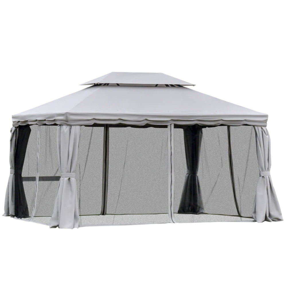 Spaco 10Ft x 13Ft Patio Gazebo-Gray, Easy Up Screened Canopy for Patio and Backyard, Easy Set-up Outdoor Gazebo