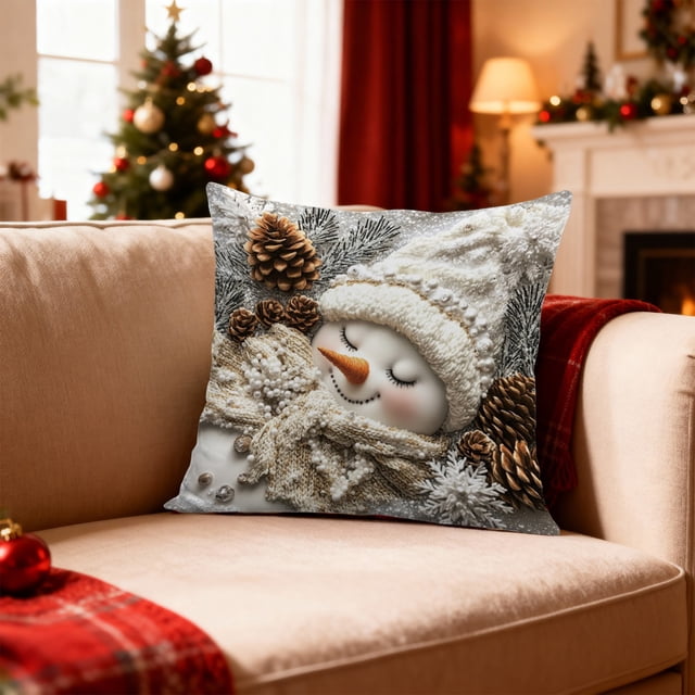 xihome Funda de cojn navideña de 45 x 45 cm, decoracin navideña, funda de cojn de polister para sof, decoracin para sala de estar
