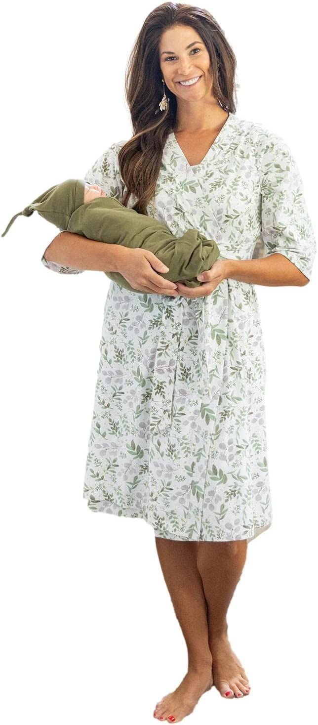 Baby Be Mine Maternity Nursing Robe and Matching Baby Swaddle Blanket