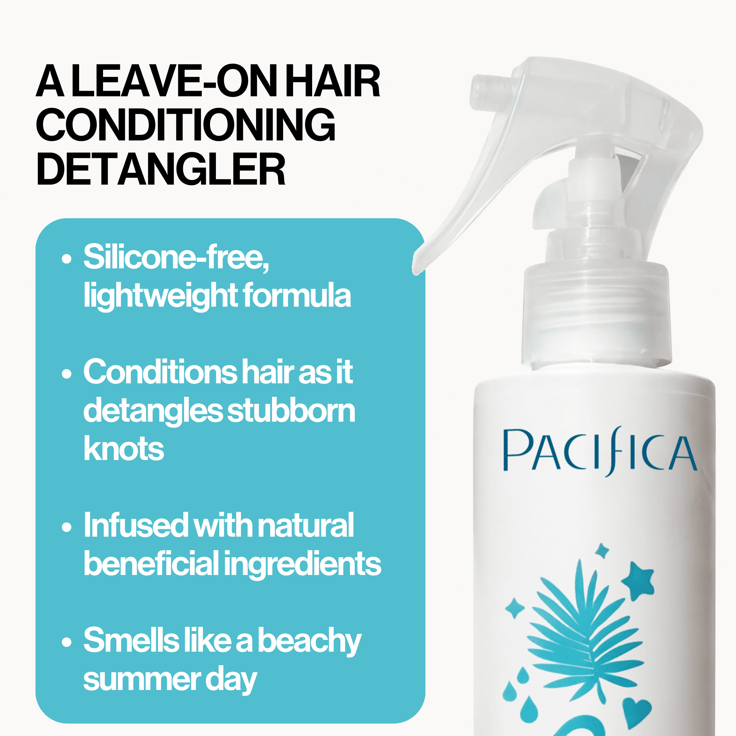 Pacifica Coconut Milk Hair Detangle Spray – Leave-In Conditioning Elixir for Tangle-Free Hair – Instantly Detangles Knots, Adds Shine & Moisture, Prevents Breakage & Frizz – Vegan & Cruelty-Free