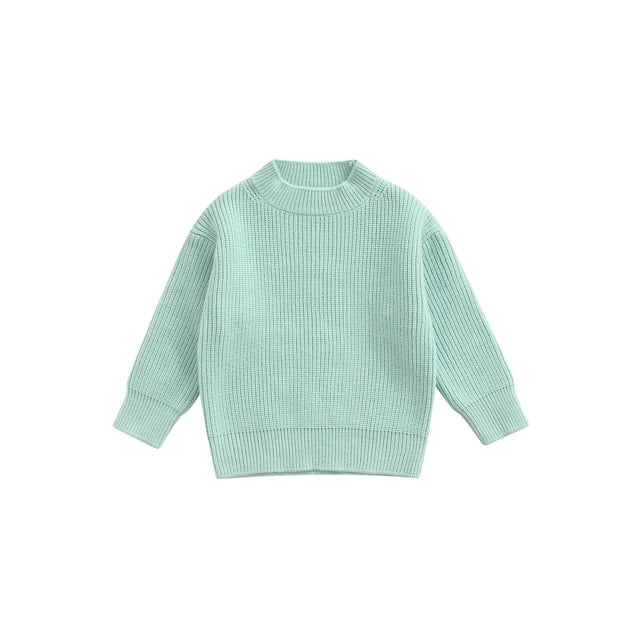 Kmbangi Unisex Kids Fall Sweater Solid Color O-Neck Long Sleeve Knitted Tops