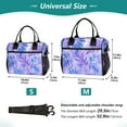 thumbnail image 2 of Lunch Bag Insulated Lunch Box Leakproof Reusable Cooler Tote Adjustable Shoulder Strap for Men Women Blue Purple Palm Leaves 12L, 2 of 6
