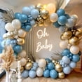 thumbnail image 2 of Kit de arco de guirnalda de globos dorados y azules burdeos para niños, decoración para fiestas de cumpleaños, baby shower, suministros para bodas, decoración con globos de látex, 2 of 5