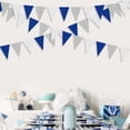thumbnail image 4 of 23Ft 2Pcs Royal Blue Silver White Metallic Glitter Paper Triangle Banner Flag Garland Pennant Bunting for Graduation Birthday Wedding Bridal Shower Pirate Theme Party Nursery Decorations Supplies, 4 of 6