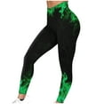 thumbnail image 4 of DeHolifer Women's Leggings High Waist Flame Printed Fitness Running Leggings Casual Fashion Tights Green 3XL, 4 of 6
