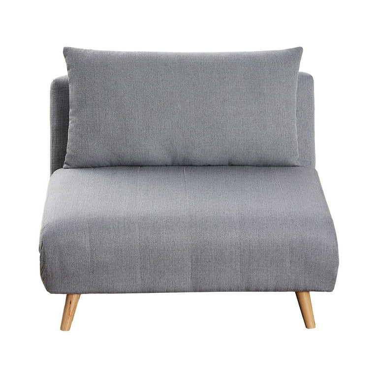 Emma Oliver Adjustable Tri Fold Sleeper Chair with Hideaway Legs and Pillow Channel Stitched Fabric Upholstery in Light Gray