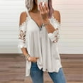 thumbnail image 2 of Patlollav Womens Plus Size Clearance,Women Casual Lace Half Sleeve V-Neck Zipper Hollow Out T-Shirts Tops, 2 of 5