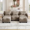 thumbnail image 4 of FFH 101" Convertible Sectional Sofa with Ottomans, U Shaped 3 Seat Cloud Couch with Waist Pillows, Curved Design, Chenille Coffee, 4 of 13