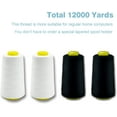 thumbnail image 4 of White Black Serger Thread, All-Purpose Thread for Sewing, Polyester, 4 Cones of 3000 Yards Each Spool for Sewing Machine, 4 of 11