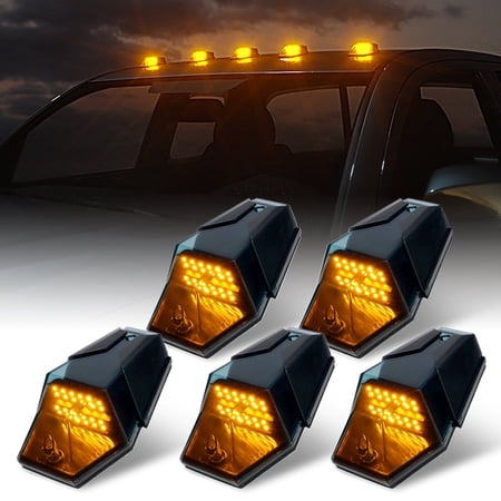 Xprite Jewel Series Smoked LED Roof Top Cab Clearance Light Kit - Set of 5 - Amber