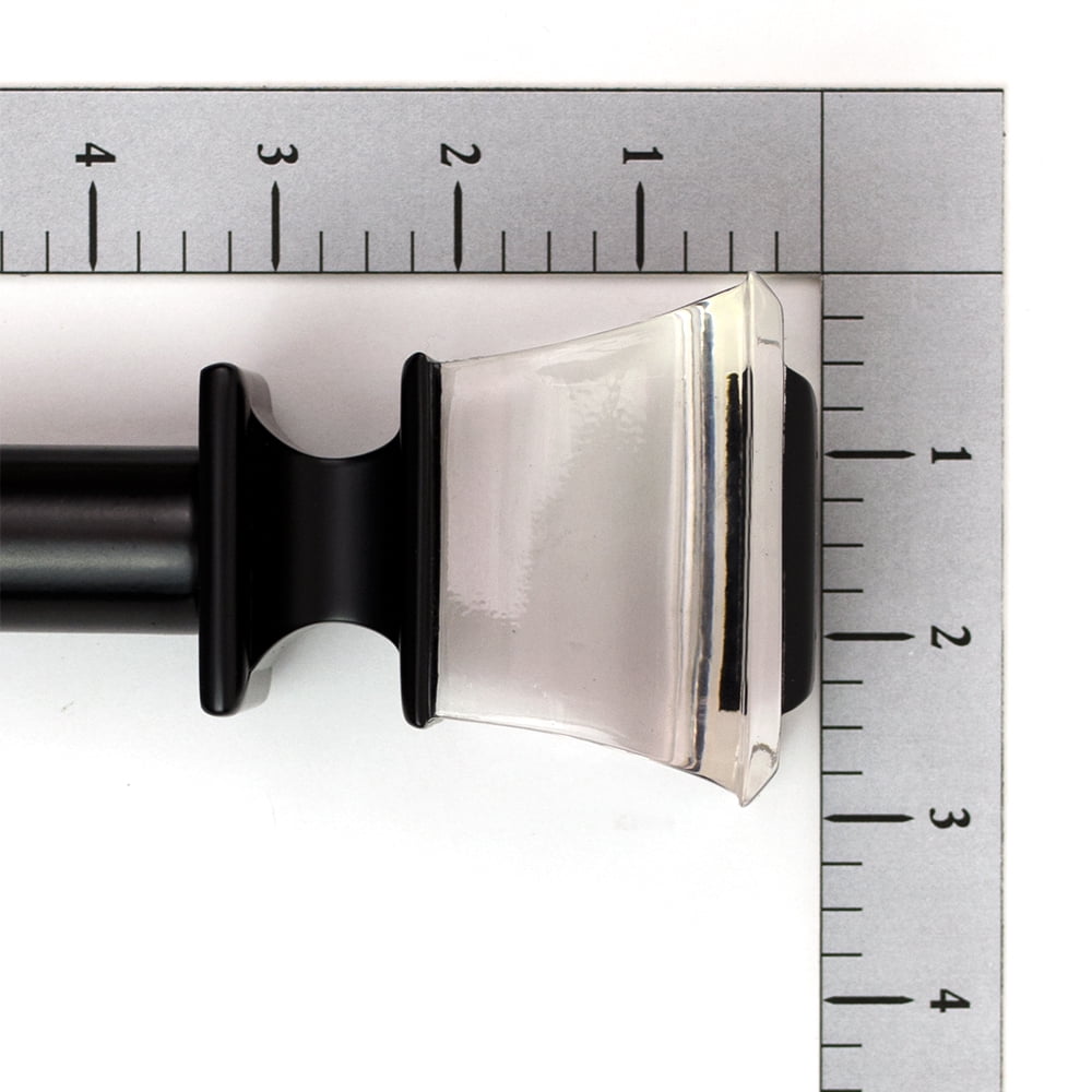 Lumino 1" Black/Acrylic Alice Square Adjustable Single Curtain Rod Set, 42"-120"