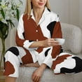 thumbnail image 4 of Goofa Brown Black Cow Printed Women’s 2 Piece Pajama Set Super,Pajamas Women's Long Sleeve Sleepwear Soft Button Down Loungewear Pjs Lounge Set Nightwear-Small, 4 of 9